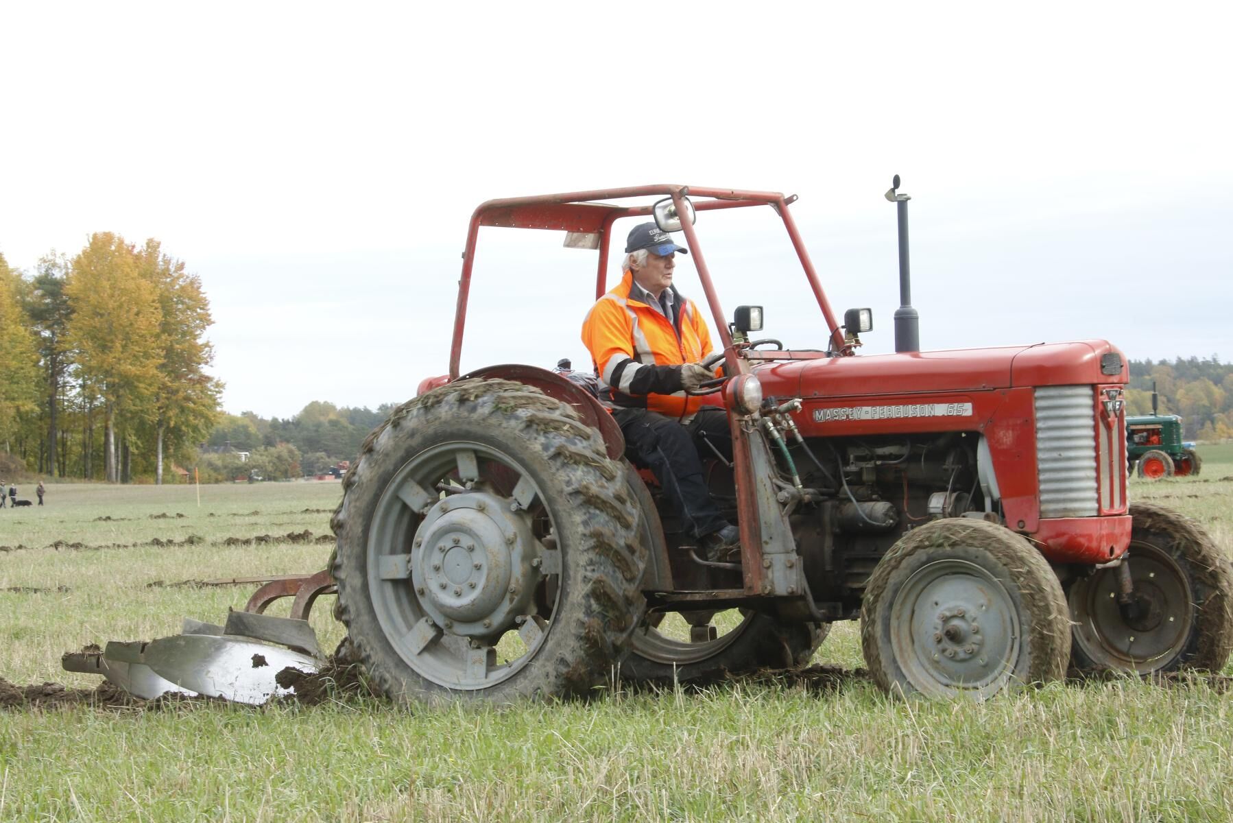 Lars-Gunnar Dahlström plöjer med Massey Ferguson 65 och Kvernelandplog.