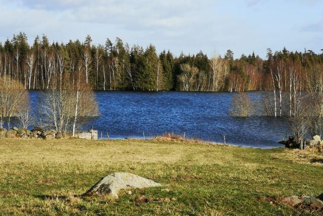 Översvämmade marker i Gemla.