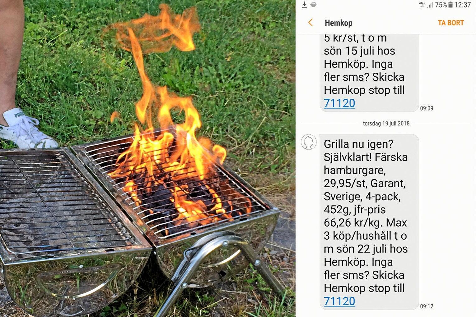 Många kunder blev arga på Hemköp efter reklammeddelande dök upp mitt när skogsbränderna rasa i Sverige.