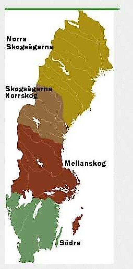 Skogsägarföreningarnas indelning.