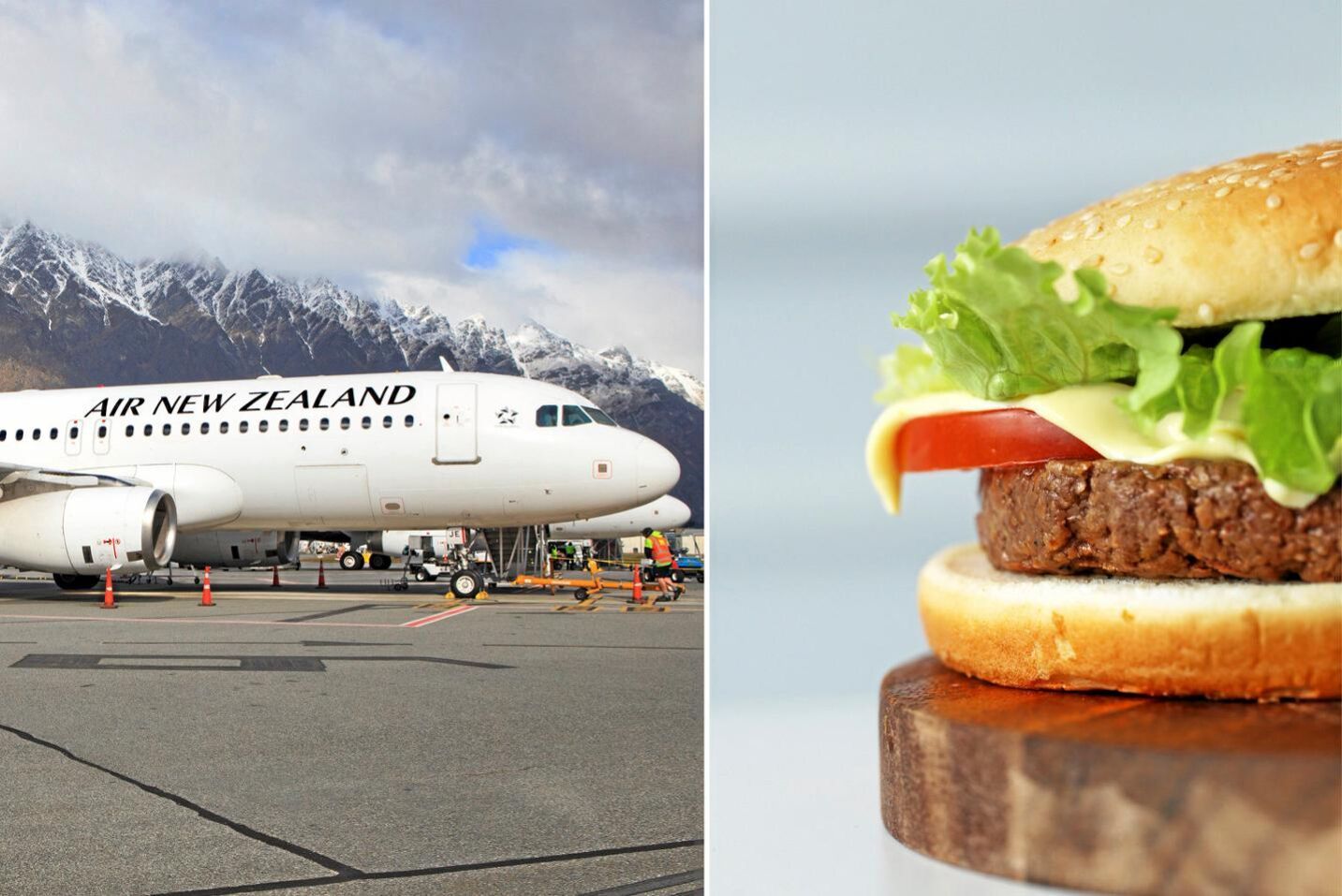 Hamburgaren på bilden är en arkivbild och inte den vegoburgare som flygbolaget serverar.