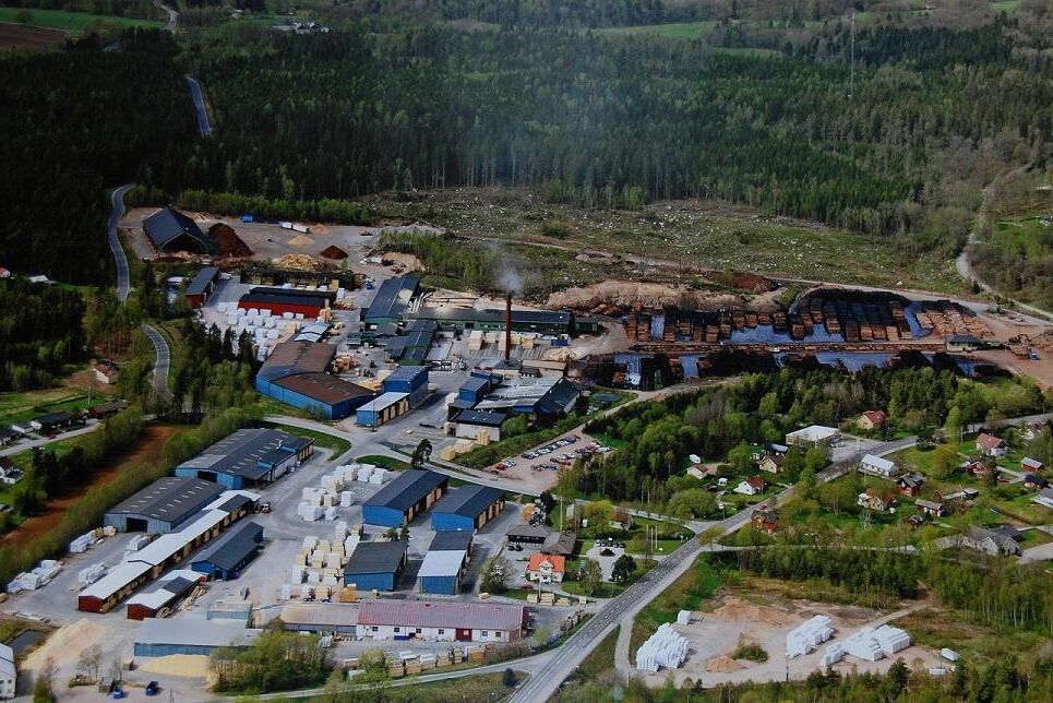 Vidas sågverk i Borgstena som det såg ut före branden.