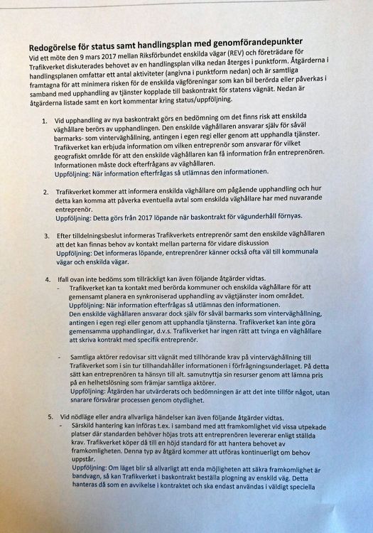 Klicka på bilden för att få upp Trafikverkets handlingsplan. Under punkt 4 finns information om synkroniserade upphandlingar med Trafikverket och enskilda väghållare.