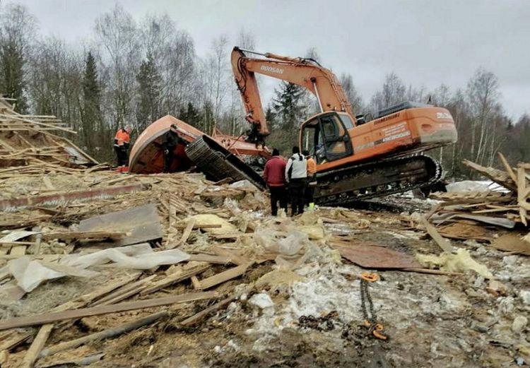 En grävare som fastnat.