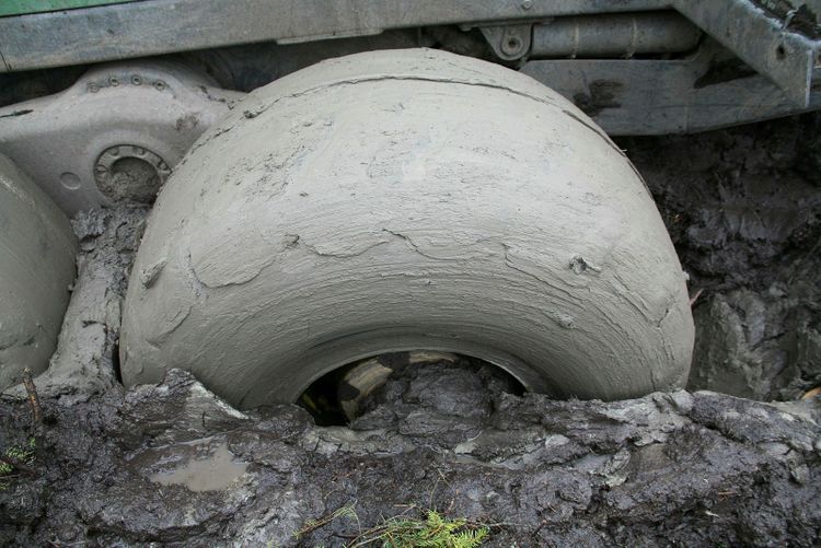 Ett skotarhjul som fastnat.