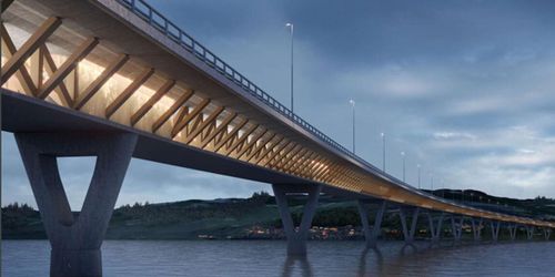 Här byggs världens längsta motorvägsbro av trä