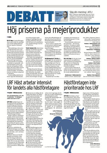 Det var i ATL nummer 62 som debatten om LRF Häst startade.