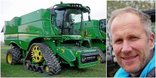 Han har 1 500 hektar spannmålsodling som bisyssla